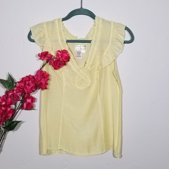 bright yellow silk blouse